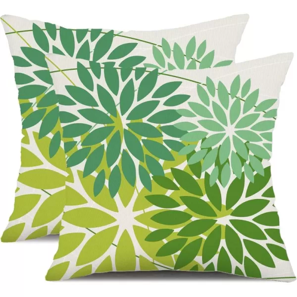 DFXSZ Outdoor Throw Pillow Covers 18x18 Inch Set of 2 Waterproof Spring Summer Geometric Elegant Blue Green Outdoor Pillow Covers for Patio Funiture Garden CouchDark Light Green