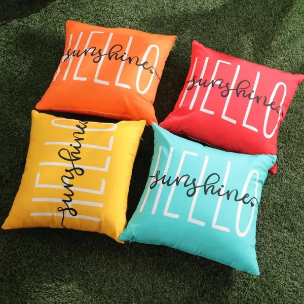 imageDFXSZ Outdoor Pillow Covers 18x18 Inch Set of 2 Hello Sunshine Decor Yellow Waterproof Throw Pillow Covers Summer Outdoor Waterproof Pillow Covers Decor for Patio Funiture Garden Sofa Couch 020BOrange