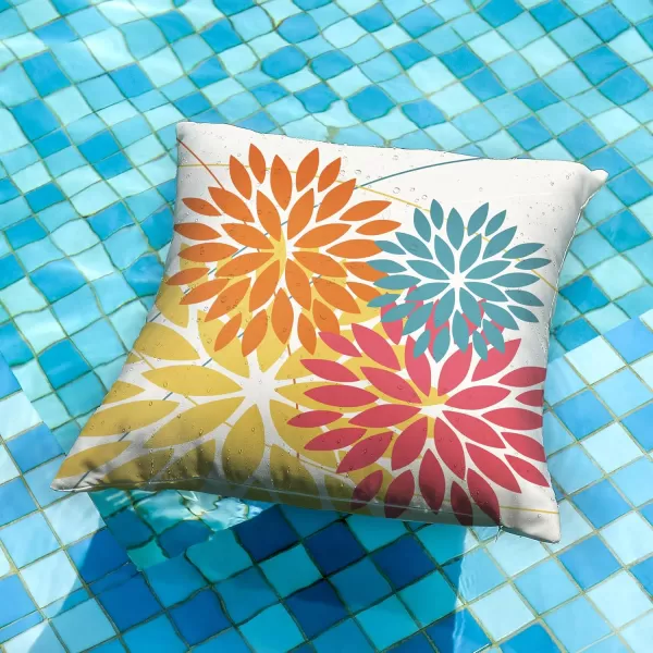 imageDFXSZ Outdoor Throw Pillow Covers 18x18 Inch Set of 2 Waterproof Spring Summer Geometric Elegant Blue Green Outdoor Pillow Covers for Patio Funiture Garden CouchOrange Pink