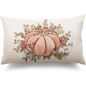 imageDFXSZ Fall Pillow Covers 12x20 Inch Outdoor Throw Pillow Cover Fall Autumn Thanksgiving Pumpkin Eucalyptus Leaves Harvest Decoration for Home couch