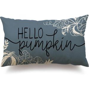 imageDFXSZ Fall Pillow Covers 12x20 Inch Outdoor Throw Pillow Covers Hello Pumpkin Decorative Blue Throw Pillow Cushion Cases for Home Couch