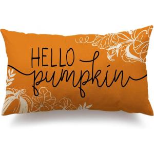 imageDFXSZ Fall Pillow Covers 12x20 Inch Outdoor Throw Pillow Covers Hello Pumpkin Decorative Yellow Throw Pillow Cushion Cases for Home Couch