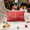 imageChristmas Throw Pillow Covers 12x20 Inch Set of 2 Merry Christmas Farmhouse Decorations Believe Holiday Decor Throw Cushion Case for Home CouchB1