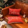 imageChristmas Throw Pillow Covers 12x20 Inch Set of 2 Merry Christmas Farmhouse Decorations Believe Holiday Decor Throw Cushion Case for Home CouchB1