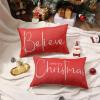 imageChristmas Throw Pillow Covers 12x20 Inch Set of 2 Merry Christmas Farmhouse Decorations Believe Holiday Decor Throw Cushion Case for Home CouchB1