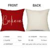 imageChristmas Throw Pillow Covers 12x20 Inch Set of 2 Merry Christmas Farmhouse Decorations Believe Holiday Decor Throw Cushion Case for Home CouchB2