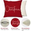 imageChristmas Throw Pillow Covers 12x20 Inch Set of 2 Merry Christmas Farmhouse Decorations Believe Holiday Decor Throw Cushion Case for Home CouchB2