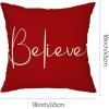 imageChristmas Throw Pillow Covers 12x20 Inch Set of 2 Merry Christmas Farmhouse Decorations Believe Holiday Decor Throw Cushion Case for Home CouchB2