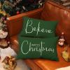imageChristmas Throw Pillow Covers 12x20 Inch Set of 2 Merry Christmas Farmhouse Decorations Believe Holiday Decor Throw Cushion Case for Home CouchGreen