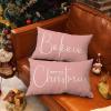 imageChristmas Throw Pillow Covers 12x20 Inch Set of 2 Merry Christmas Farmhouse Decorations Believe Holiday Decor Throw Cushion Case for Home CouchPink
