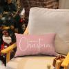 imageChristmas Throw Pillow Covers 12x20 Inch Set of 2 Merry Christmas Farmhouse Decorations Believe Holiday Decor Throw Cushion Case for Home CouchPink