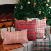 imageChristmas Throw Pillow Covers 12x20 Inch Set of 2 Merry Christmas Farmhouse Decorations Believe Holiday Decor Throw Cushion Case for Home CouchPink