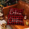 imageChristmas Throw Pillow Covers 12x20 Inch Set of 2 Merry Christmas Farmhouse Decorations Believe Holiday Decor Throw Cushion Case for Home CouchRed Black