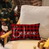 imageChristmas Throw Pillow Covers 12x20 Inch Set of 2 Merry Christmas Farmhouse Decorations Believe Holiday Decor Throw Cushion Case for Home CouchRed Black