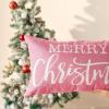 imageDFXSZ Christmas Pillow Cover 12x20 Merry Christmas Decor Red Throw Lumbar Pillow Cover Decorations Christmas Tree Holiday Decor Case for Home Couch YZT102A12Pink