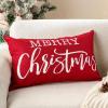 imageDFXSZ Christmas Pillow Cover 12x20 Merry Christmas Decor Red Throw Lumbar Pillow Cover Decorations Christmas Tree Holiday Decor Case for Home Couch YZT102A12Red
