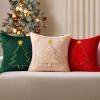 imageDFXSZ Christmas Pillow Covers 18x18 Green Big Christmas Tree Decoration Soft Plush Faux Fur Jacquard Throw Pillows for Bedroom Sofa Holiday Festivals Winter Home Decor PTK068A18Yellow Star Green Tree