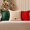 imageDFXSZ Christmas Pillow Covers 18x18 Green Big Christmas Tree Decoration Soft Plush Faux Fur Jacquard Throw Pillows for Bedroom Sofa Holiday Festivals Winter Home Decor PTK068A18Yellow Line Green Trees