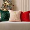 imageDFXSZ Christmas Pillow Covers 18x18 Green Big Christmas Tree Decoration Soft Plush Faux Fur Jacquard Throw Pillows for Bedroom Sofa Holiday Festivals Winter Home Decor PTK068A18Yellow Star Red Tree