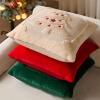 imageDFXSZ Christmas Pillow Covers 18x18 Red StarLanterns Beige Christmas Tree Decoration Soft Plush Faux Fur Jacquard Throw Pillows for Bedroom Sofa Holiday Festivals Winter Home Decor PTK066C18Yellow Lanterns Red Tree