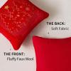 imageDFXSZ Christmas Pillow Covers 18x18 Red StarLanterns Beige Christmas Tree Decoration Soft Plush Faux Fur Jacquard Throw Pillows for Bedroom Sofa Holiday Festivals Winter Home Decor PTK066C18Yellow Starlanterns Red Tree