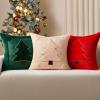 imageDFXSZ Christmas Pillow Covers 18x18 Red StarLanterns Beige Christmas Tree Decoration Soft Plush Faux Fur Jacquard Throw Pillows for Bedroom Sofa Holiday Festivals Winter Home Decor PTK066C18Yellow Line Beige Trees