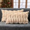 imageDFXSZ Christmas Pillow Covers 18x18 inch Set of 2 Green Christmas Tree Elk Decoration Soft Plush Faux Fur Jacquard Throw Pillows for Bedroom Sofa Holiday Festivals Winter Home Decor PTK069A18Beige