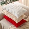 imageDFXSZ Christmas Pillow Covers 18x18 inch Set of 2 Green Christmas Tree Elk Decoration Soft Plush Faux Fur Jacquard Throw Pillows for Bedroom Sofa Holiday Festivals Winter Home Decor PTK069A18Beige