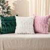 imageDFXSZ Christmas Pillow Covers 18x18 inch Set of 2 Green Christmas Tree Elk Decoration Soft Plush Faux Fur Jacquard Throw Pillows for Bedroom Sofa Holiday Festivals Winter Home Decor PTK069A18Green