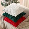 imageDFXSZ Christmas Pillow Covers 18x18 inch Set of 2 Green Christmas Tree Elk Decoration Soft Plush Faux Fur Jacquard Throw Pillows for Bedroom Sofa Holiday Festivals Winter Home Decor PTK069A18Green