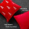 imageDFXSZ Christmas Pillow Covers 18x18 inch Set of 2 Green Embroidered Christmas Tree Decoration Beige Soft Plush Faux Fur Jacquard Throw Pillows for Bedroom Sofa Holiday Winter Home Decor PTK071C18Red White