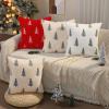 imageDFXSZ Christmas Pillow Covers 18x18 inch Set of 2 Green Embroidered Christmas Tree Decoration Beige Soft Plush Faux Fur Jacquard Throw Pillows for Bedroom Sofa Holiday Winter Home Decor PTK071C18Red White