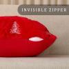 imageDFXSZ Christmas Pillow Covers 18x18 inch Set of 2 Green Embroidered Christmas Tree Decoration Beige Soft Plush Faux Fur Jacquard Throw Pillows for Bedroom Sofa Holiday Winter Home Decor PTK071C18Red White