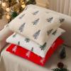 imageDFXSZ Christmas Pillow Covers 18x18 inch Set of 2 Green Embroidered Christmas Tree Decoration Beige Soft Plush Faux Fur Jacquard Throw Pillows for Bedroom Sofa Holiday Winter Home Decor PTK071C18Beige Blue