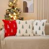 imageDFXSZ Christmas Pillow Covers 18x18 inch Set of 2 Green Embroidered Christmas Tree Decoration Beige Soft Plush Faux Fur Jacquard Throw Pillows for Bedroom Sofa Holiday Winter Home Decor PTK071C18White Green