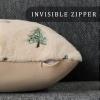 imageDFXSZ Christmas Pillow Covers 18x18 inch Set of 2 Green Embroidered Christmas Tree Decoration Beige Soft Plush Faux Fur Jacquard Throw Pillows for Bedroom Sofa Holiday Winter Home Decor PTK071C18Beige Green