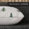 imageDFXSZ Christmas Pillow Covers 18x18 inch Set of 2 Green Embroidered Christmas Tree Decoration Beige Soft Plush Faux Fur Jacquard Throw Pillows for Bedroom Sofa Holiday Winter Home Decor PTK071C18White Green