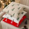 imageDFXSZ Christmas Pillow Covers 18x18 inch Set of 2 Green Embroidered Christmas Tree Decoration Beige Soft Plush Faux Fur Jacquard Throw Pillows for Bedroom Sofa Holiday Winter Home Decor PTK071C18Beige Green