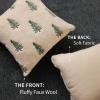 imageDFXSZ Christmas Pillow Covers 18x18 inch Set of 2 Green Embroidered Christmas Tree Decoration Beige Soft Plush Faux Fur Jacquard Throw Pillows for Bedroom Sofa Holiday Winter Home Decor PTK071C18Beige Green
