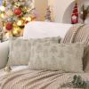 imageDFXSZ Christmas Tree Pillow Covers 18x18 inch Set of 2 Christmas Decoration Green Soft Plush Faux Fur Jacquard Throw Pillows for Bedroom Sofa Holiday Festivals Winter Home Decor PTK006A18Beige