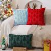 imageDFXSZ Christmas Tree Pillow Covers 18x18 inch Set of 2 Christmas Decoration Green Soft Plush Faux Fur Jacquard Throw Pillows for Bedroom Sofa Holiday Festivals Winter Home Decor PTK006A18Blue