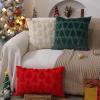 imageDFXSZ Christmas Tree Pillow Covers 18x18 inch Set of 2 Christmas Decoration Green Soft Plush Faux Fur Jacquard Throw Pillows for Bedroom Sofa Holiday Festivals Winter Home Decor PTK006A18Beige