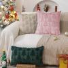 imageDFXSZ Christmas Tree Pillow Covers 18x18 inch Set of 2 Christmas Decoration Green Soft Plush Faux Fur Jacquard Throw Pillows for Bedroom Sofa Holiday Festivals Winter Home Decor PTK006A18Pink Star Tree