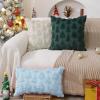 imageDFXSZ Christmas Tree Pillow Covers 18x18 inch Set of 2 Christmas Decoration Green Soft Plush Faux Fur Jacquard Throw Pillows for Bedroom Sofa Holiday Festivals Winter Home Decor PTK006A18Blue