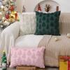 imageDFXSZ Christmas Tree Pillow Covers 18x18 inch Set of 2 Christmas Decoration Green Soft Plush Faux Fur Jacquard Throw Pillows for Bedroom Sofa Holiday Festivals Winter Home Decor PTK006A18Pink