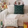 imageDFXSZ Christmas Tree Pillow Covers 18x18 inch Set of 2 Christmas Decoration Green Soft Plush Faux Fur Jacquard Throw Pillows for Bedroom Sofa Holiday Festivals Winter Home Decor PTK006A18Cream White