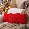 imageDFXSZ Christmas Tree Pillow Covers 18x18 inch Set of 2 Christmas Decoration Green Soft Plush Faux Fur Jacquard Throw Pillows for Bedroom Sofa Holiday Festivals Winter Home Decor PTK006A18Red
