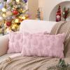 imageDFXSZ Christmas Tree Pillow Covers 18x18 inch Set of 2 Christmas Decoration Green Soft Plush Faux Fur Jacquard Throw Pillows for Bedroom Sofa Holiday Festivals Winter Home Decor PTK006A18Pink