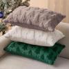 imageDFXSZ Christmas Tree Pillow Covers 18x18 inch Set of 2 Christmas Decoration Green Soft Plush Faux Fur Jacquard Throw Pillows for Bedroom Sofa Holiday Festivals Winter Home Decor PTK006A18Grey