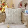 imageDFXSZ Christmas Tree Pillow Covers 18x18 inch Set of 2 Christmas Decoration Green Soft Plush Faux Fur Jacquard Throw Pillows for Bedroom Sofa Holiday Festivals Winter Home Decor PTK006A18Cream White